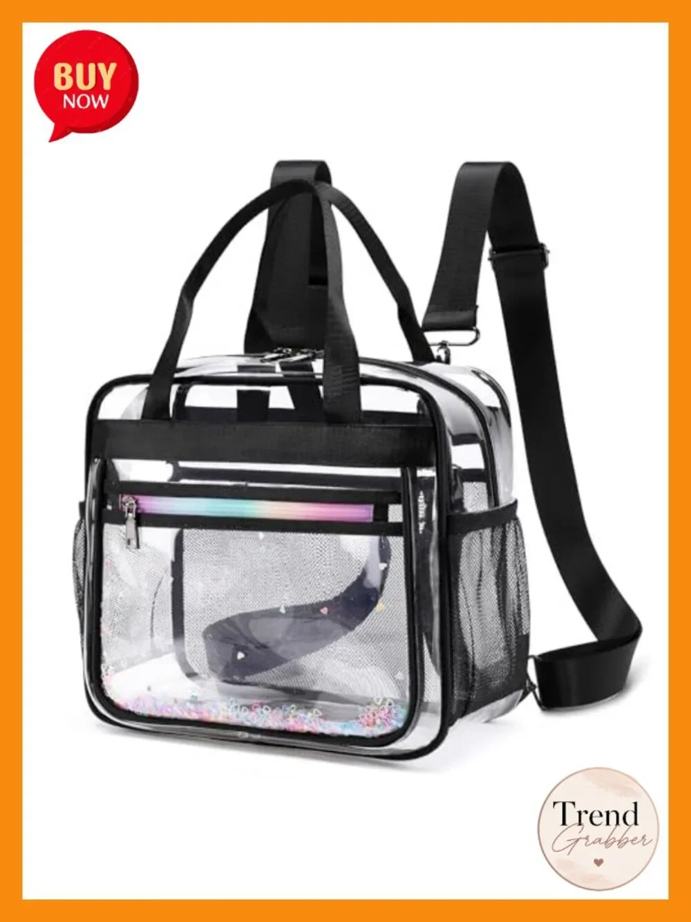 Clear TPU Stadium Approved Backpack Crossbody Tote Beach Travel Bag